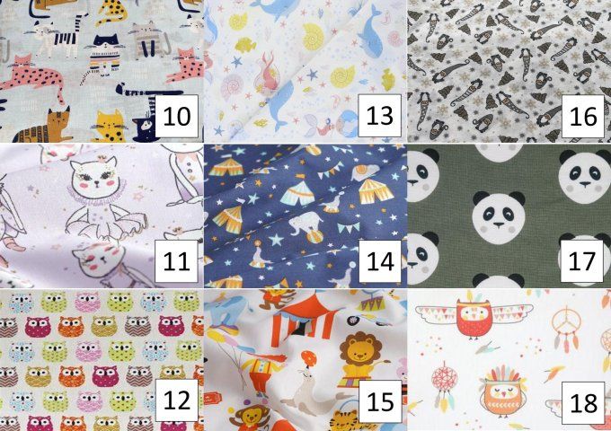 Serviette enfant 21 cm et sa pochette (n° 10 à 18) 