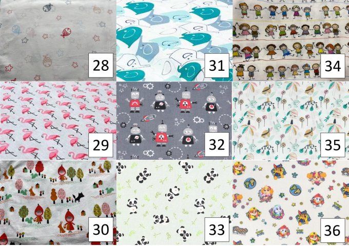 Serviette enfant 21 cm et sa pochette (n° 28 à 36)