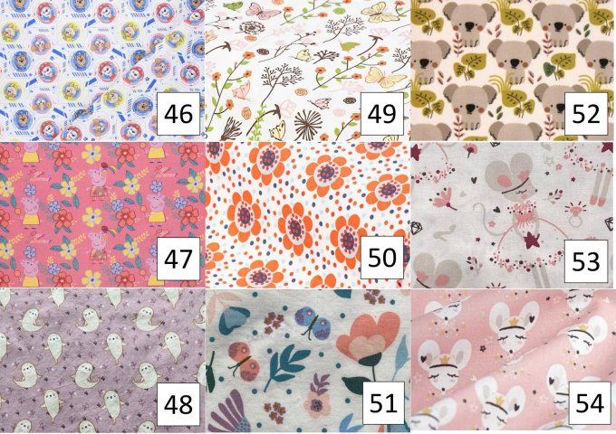 Serviette enfant 21 cm et sa pochette (n° 46 à 54)