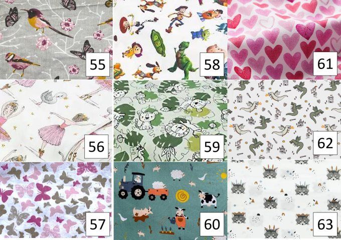 Serviette enfant 21 cm et sa pochette (n° 55 à 63)