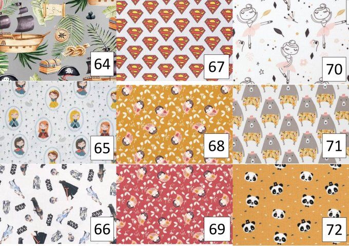 Serviette enfant 21 cm et sa pochette (n° 64 à 72)