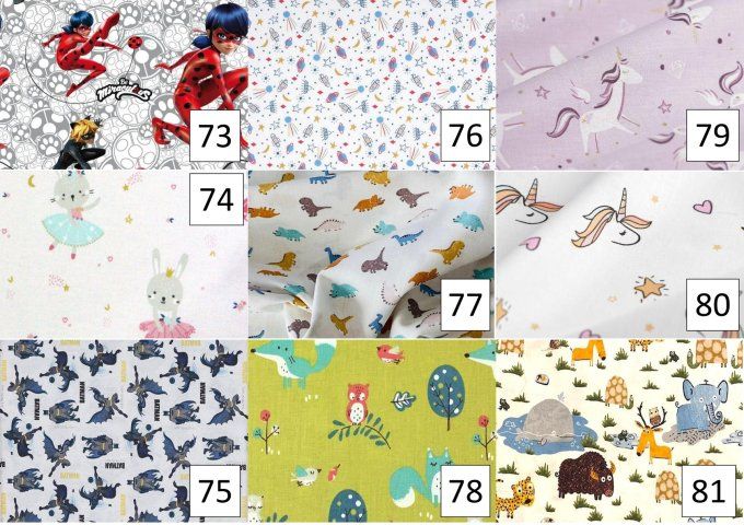 Serviette enfant 21 cm et sa pochette (n° 73 à 81)