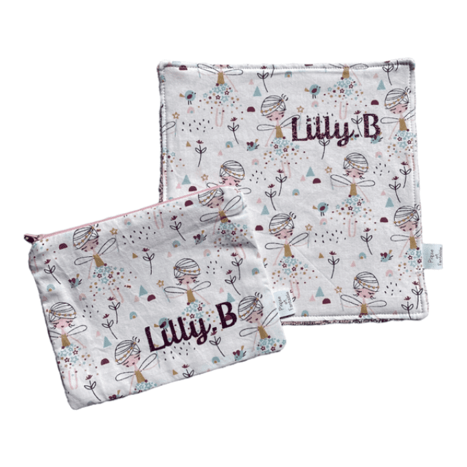 Serviette enfant 21 cm et sa pochette (n° 1 à 9)
